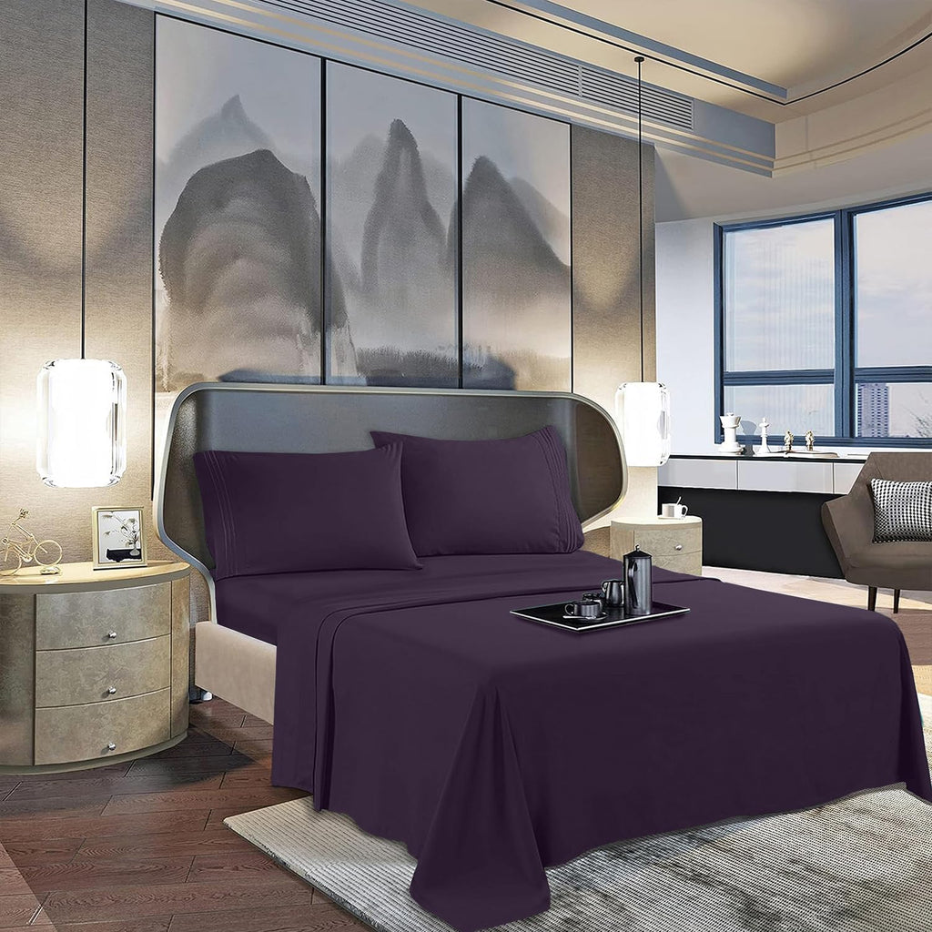 MocassiLuxuryBedding Mocassi Full Sheet Set - Luxury Hotel 1800 Premier Bedding Sheets & Pillowcases - Ultra Soft Breathable & Cooling Bed…