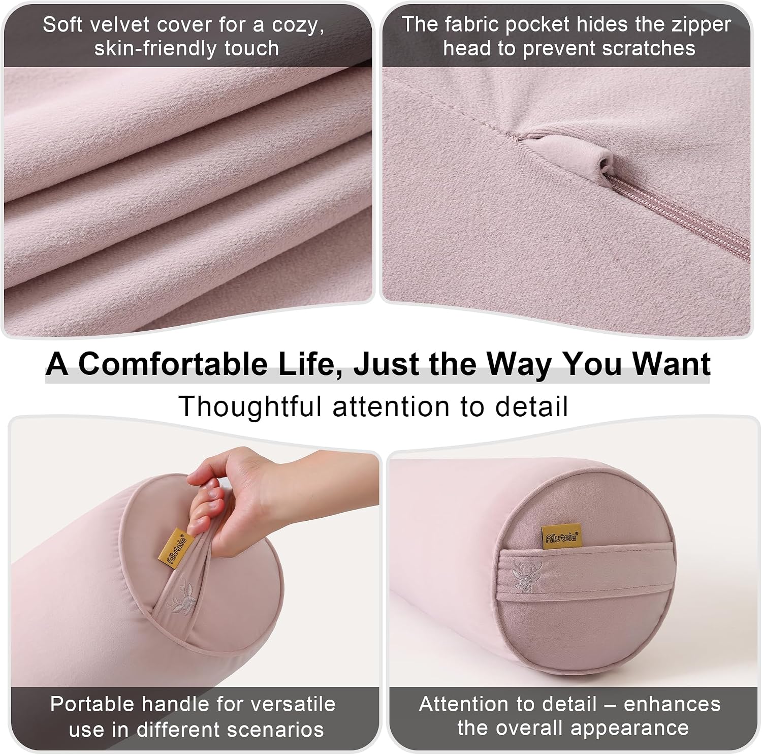 Body Pillow for Adults, Long Round Pillow, Big Cylindrical Pillow, Large Full Bolster Pillows for Side Sleepers (Purple, 59"*7.87")