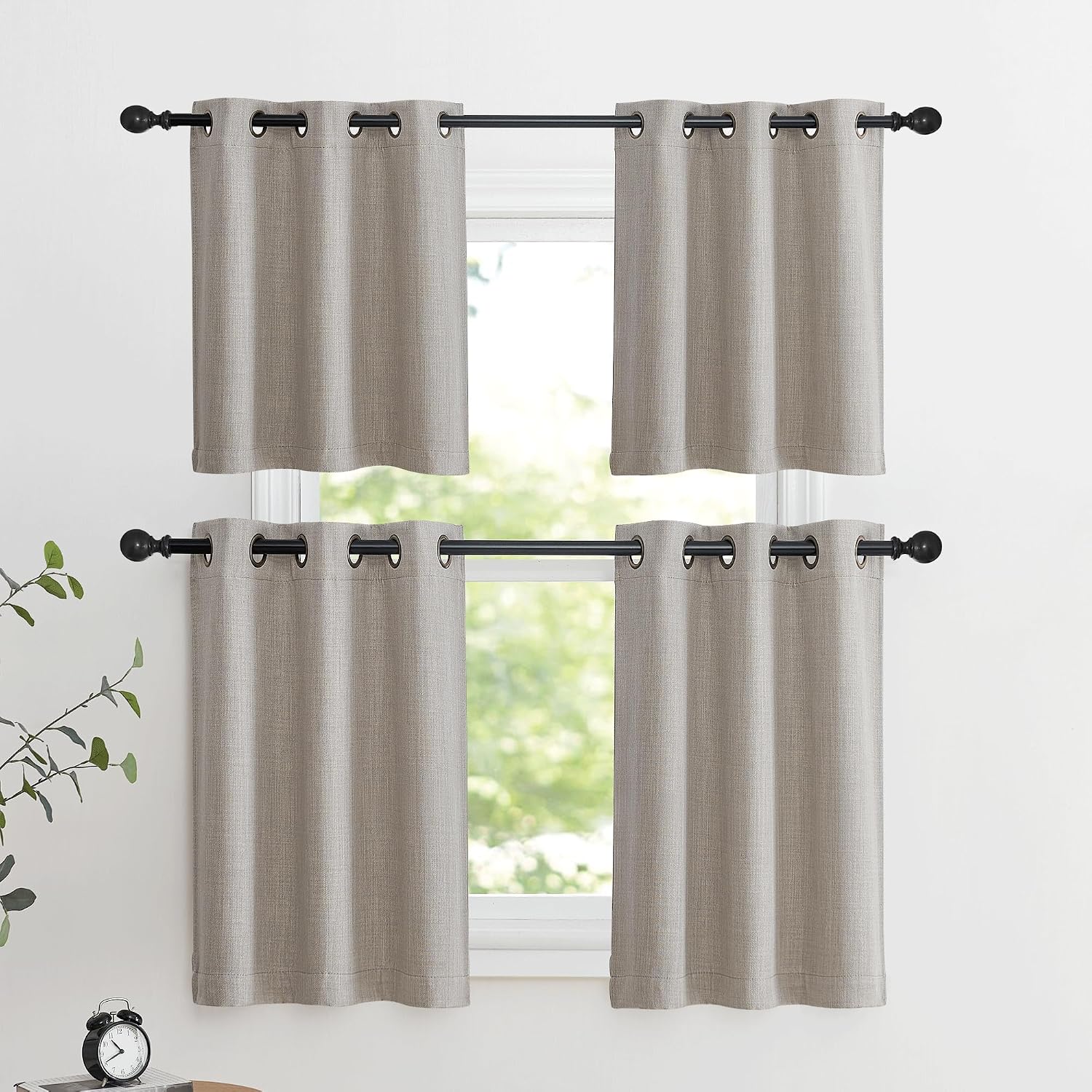 Nicetown Valances for Bedroom, Farmhouse Windows Blackout Thermal Insulated Valance Tiers for Living Room Short Curtains for Loft Basement…