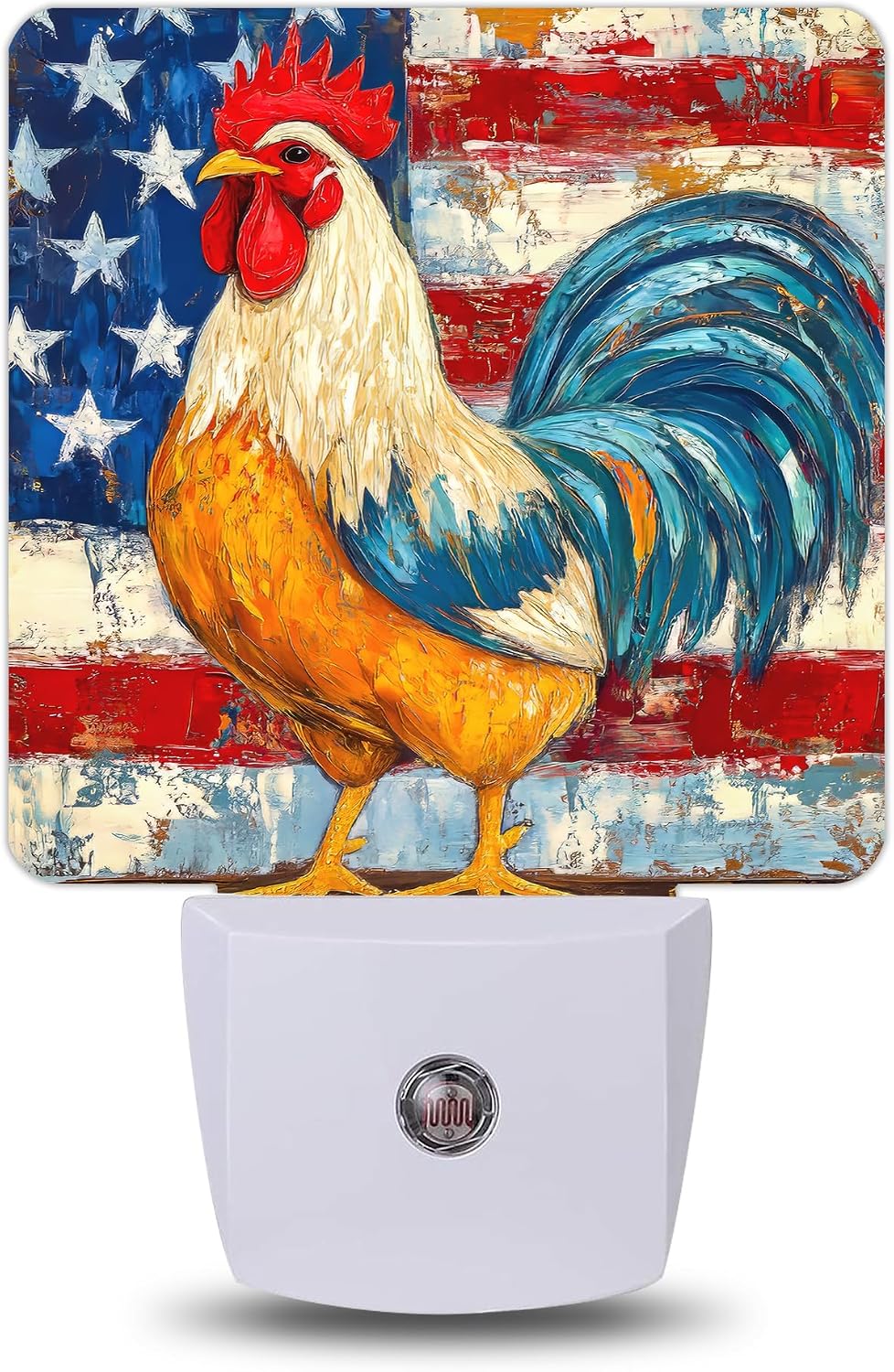 Night Light, Patriotic Rooster Flag Night Lights Plug into Wall Decor for Bedroom Bathroom Hallway Kitchen, Dusk to Dawn Sensor Gift for…