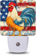 Night Light, Patriotic Rooster Flag Night Lights Plug into Wall Decor for Bedroom Bathroom Hallway Kitchen, Dusk to Dawn Sensor Gift for…