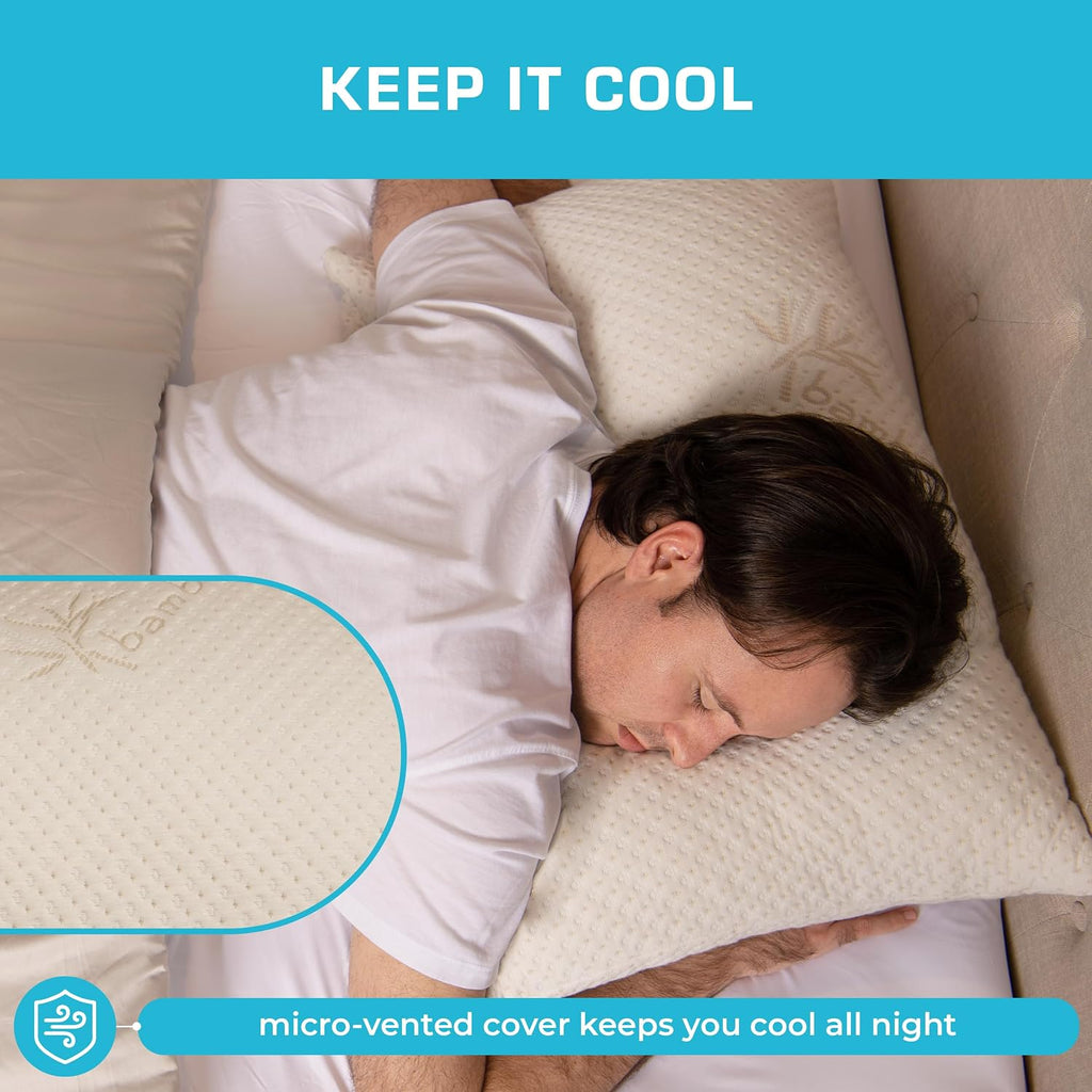 Xtreme Comforts Standard Bed Pillow for Sleeping | Adjustable Shredded Memory Foam Pillows with Removable Cooling Cover | Fluffy Pillows…