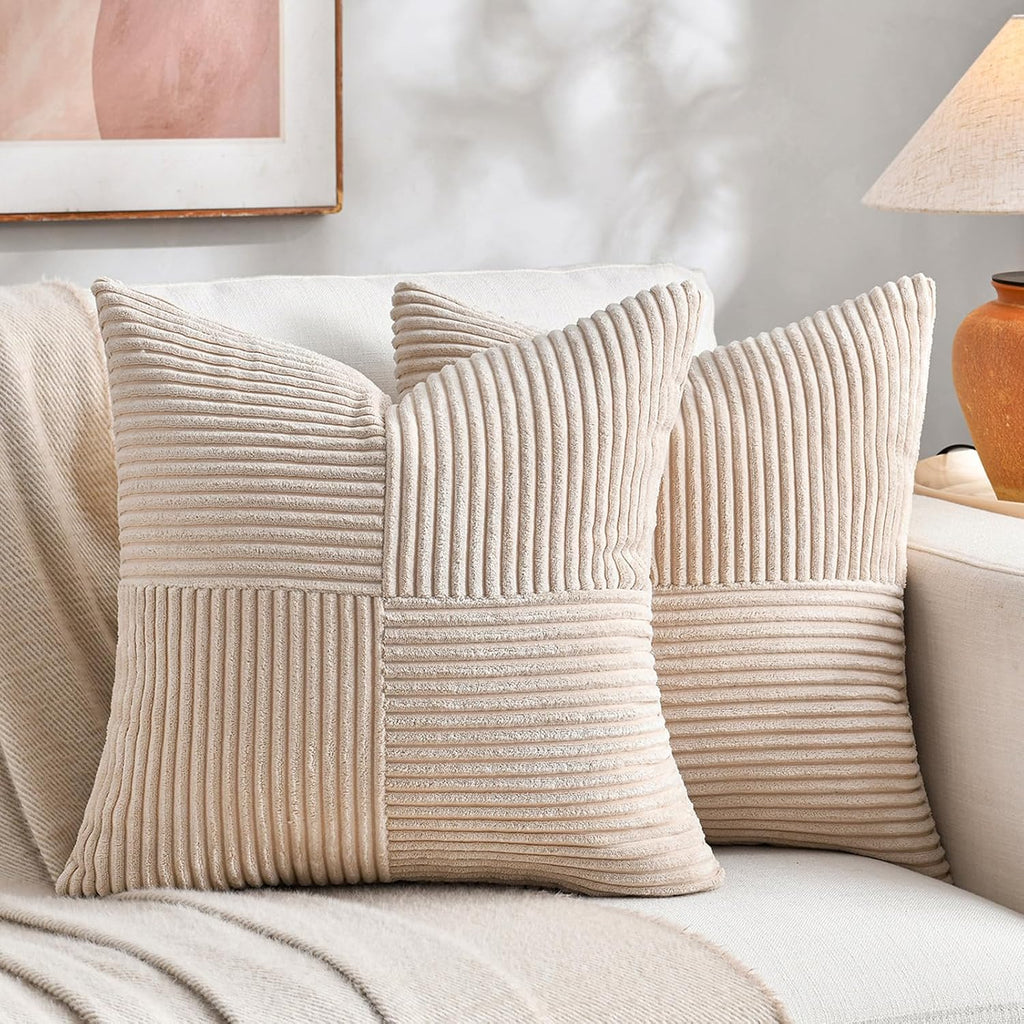 Fancy Homi 2 Packs Tan Decorative Throw Pillow Covers 20x20 Inch for Living Room Couch Bed Sofa, Farmhouse Boho Home Decor, Soft Corss…