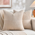 Fancy Homi 2 Packs Tan Decorative Throw Pillow Covers 20x20 Inch for Living Room Couch Bed Sofa, Farmhouse Boho Home Decor, Soft Corss…