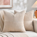 Fancy Homi 2 Packs Tan Decorative Throw Pillow Covers 18x18 Inch for Living Room Couch Bed, Rustic Farmhouse Boho Home Decor, Soft Corss…