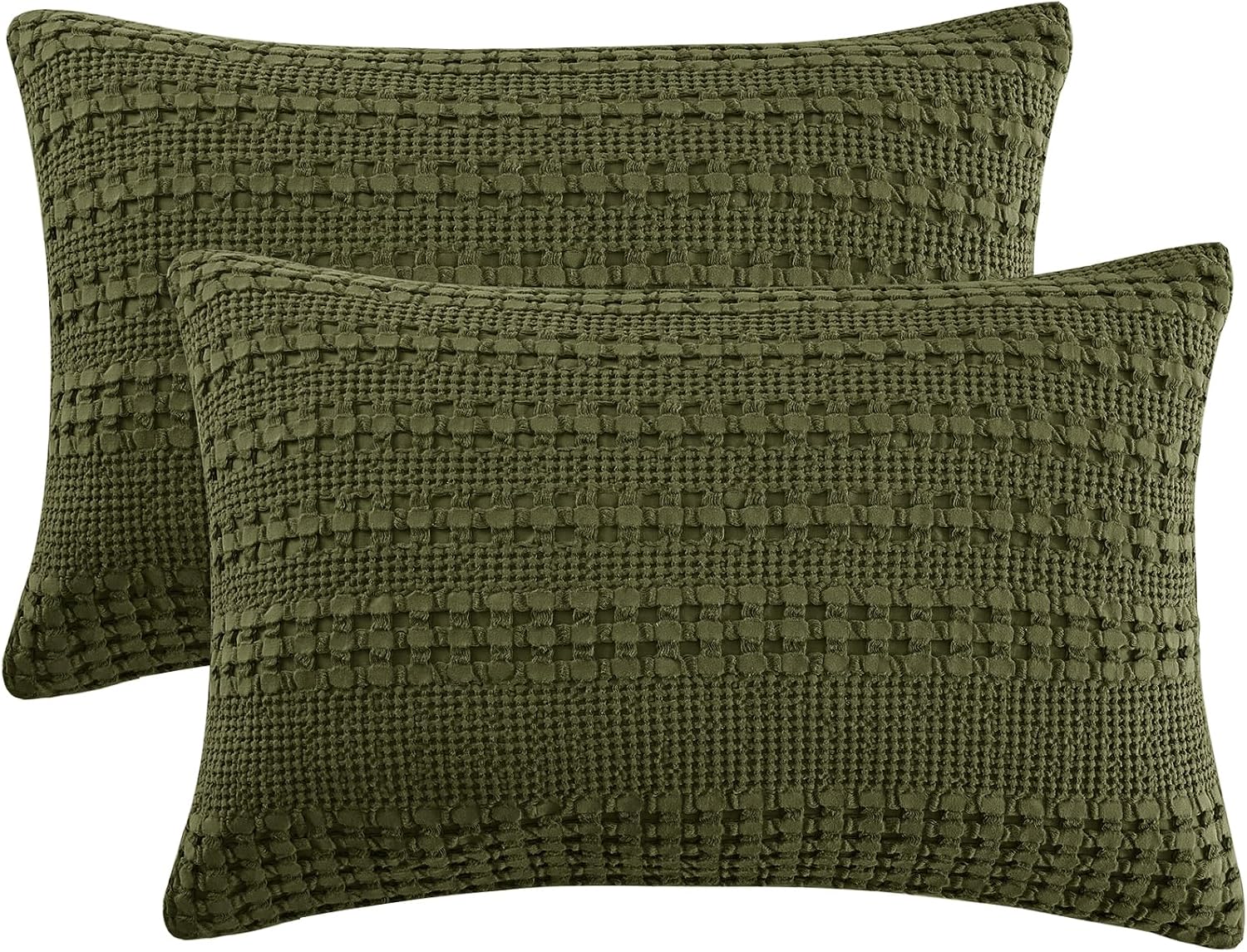 Phf 100% Cotton Waffle Pillow Shams King Size, 2 Pack 20" x 36" Soft Skin-Friendly Pillowcases, No Filling, Aesthetic Woven and Breathable…