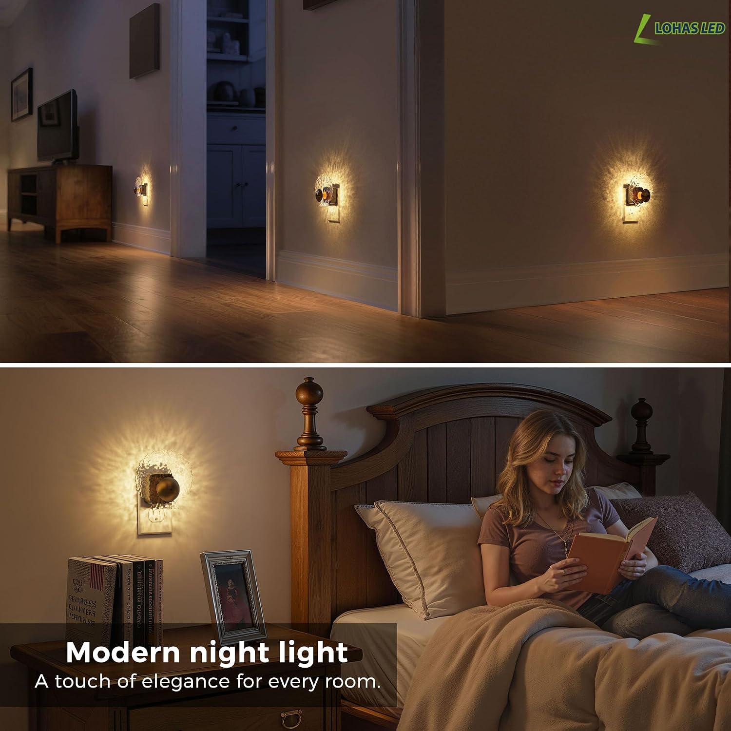 L LOHAS LED Shell Night Light, Night Lights Plug into Wall, Dimmable Nightlights Plug in with Light Sensor, 0-100LM, 3000K Soft White…