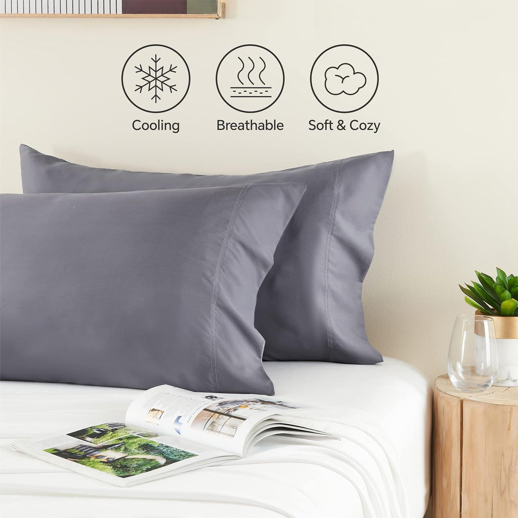 Bedelite Pillow Cases Standard Size Set of 2, Rayon Derived from Bamboo, Cooling Pillow Cases for Hot Sleepers & Night Sweats, Breathable a…