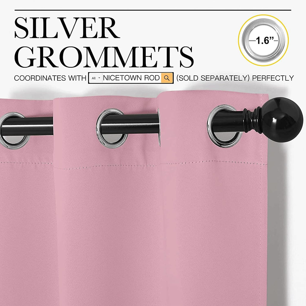 NICETOWN Crystal Pink Room Darkening Curtains for Kitchen, Set of 2, 42 inches Wide by 78 inches Long, Window Treatment Thermal Insulated…