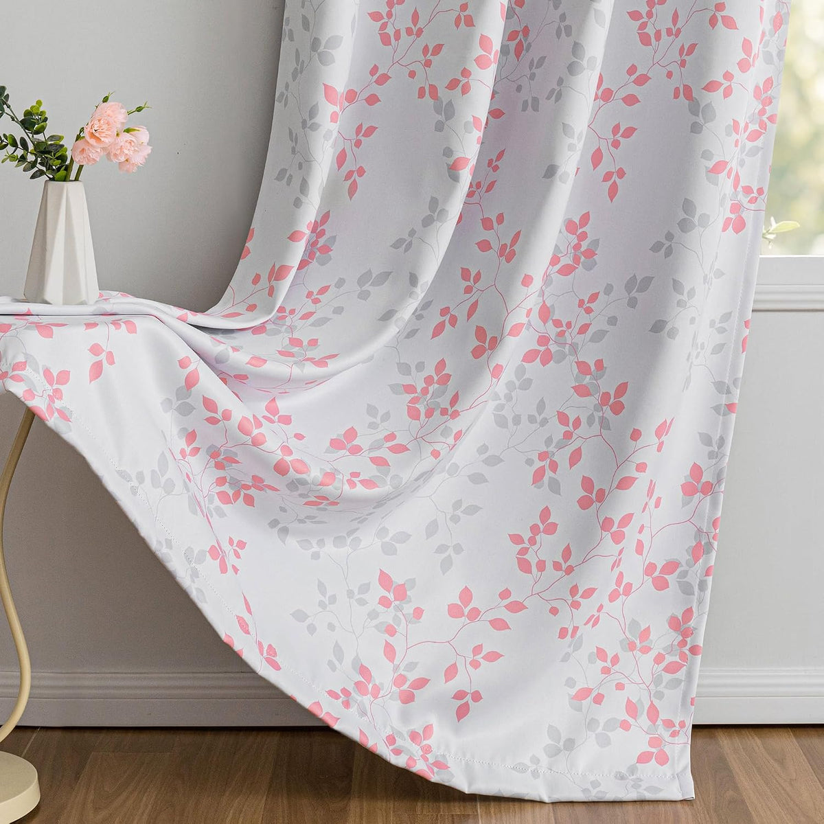 Meetsky 95% Blackout Pink Curtains for Bedroom - Grommet Room Darkening Curtain 63 Inch Length, Thermal Insulated Drapes for Girls Room, Le…