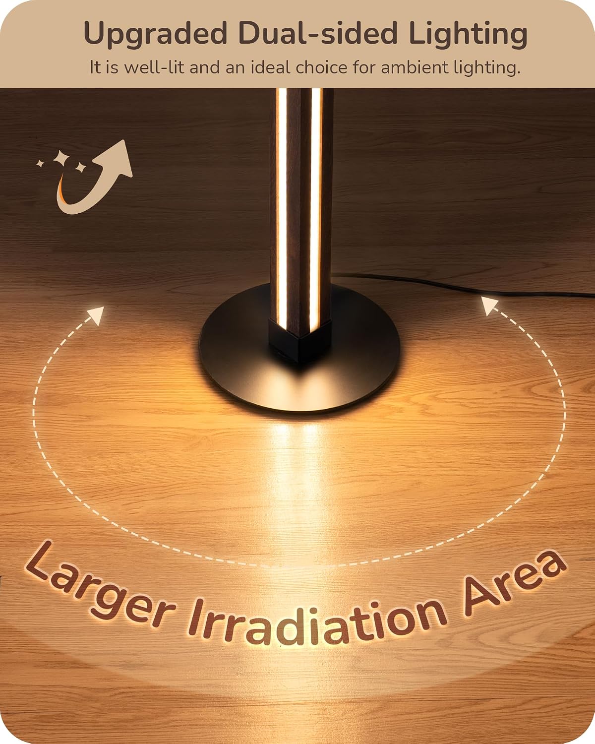 EDISHINE Floor Lamps for Living Room, Upgraded Dual-Sided Lighting, Wooden Corner Floor Lamp, LED Corner Lamp with Remote/Foot Control…