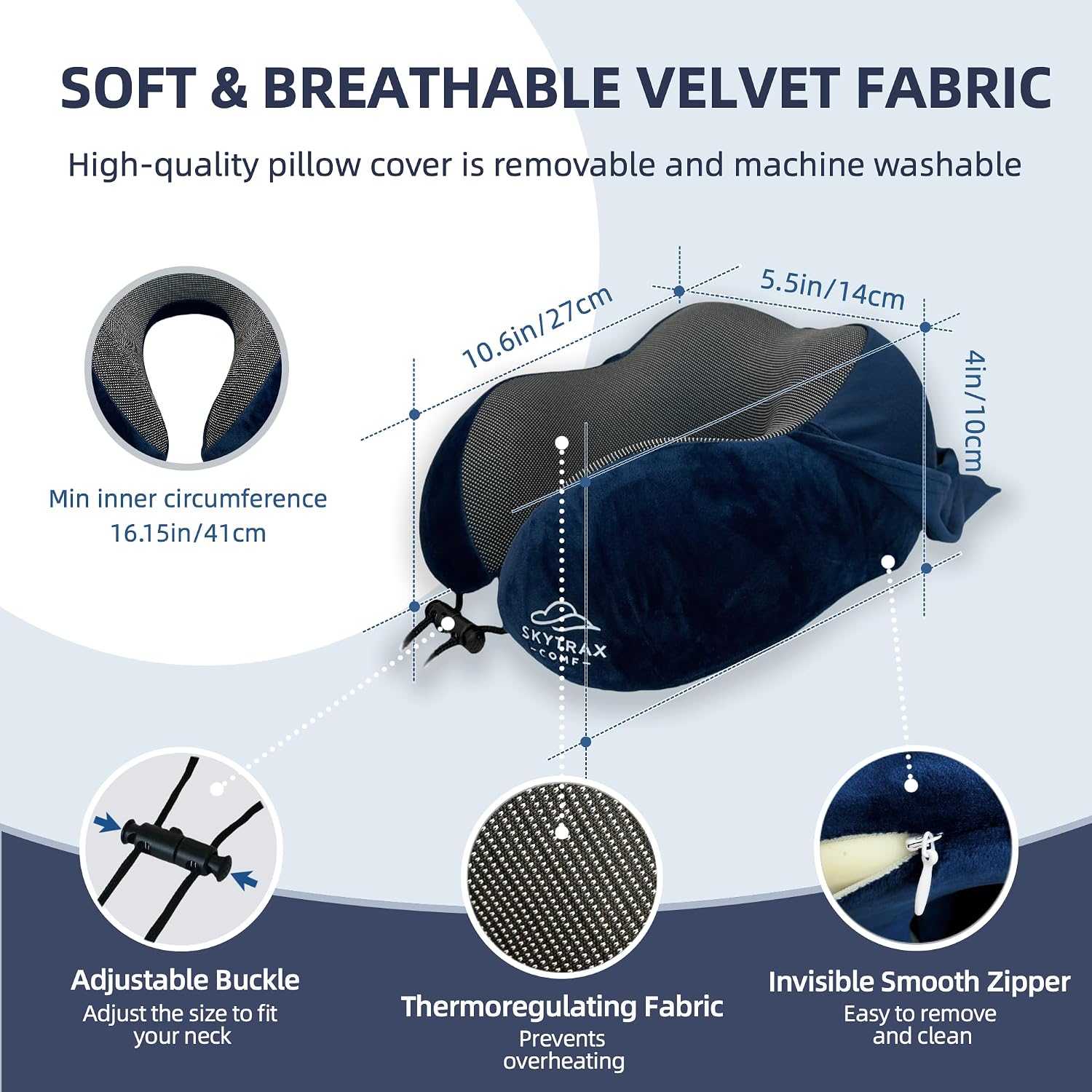 Travel Pillow with Extra Large Hood for Airplane Long Flights Privacy and Comfort Memory Foam with Velvet Cover for Road Trip Head&Neck…