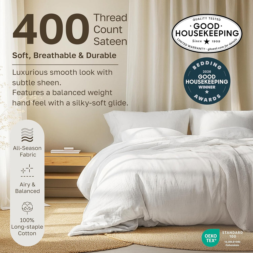 CaliforniaDesignDen California Design Den 6-Pc Queen Size Sheet Set with 4 Pillowcases - 400 Thread Count 100% Cotton Sheets, Sateen Weave,…