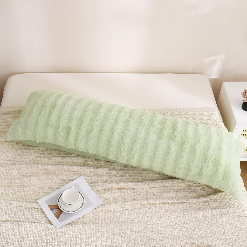 Chumerry Fluffy Faux Fur Body Pillow Cover Super Soft Cozy Plush Bedding Pillow for Couch Sofa Plaid Striped Decorative Body Pillowcase 1 P…