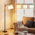 Ambimall Tall Floor Lamps with 3 Color Temperatures Bulb & Adjustable Linen Shade, for Living Room, Bedroom, Office, Classroom, Dorm Room…