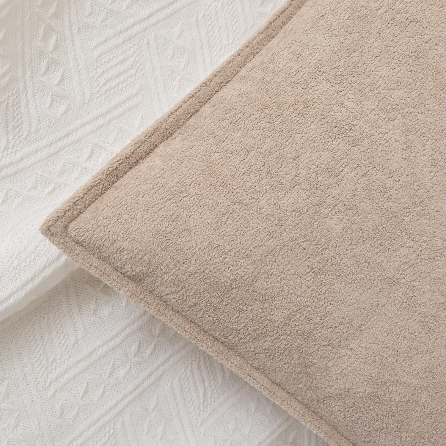 KevinTextile Kevin Textile Waterproof Decorative Pillow Covers Khaki 22x22 Inch Pack of 2 Soft Boucle Textured Euro Pillowcases Elegant Acc…