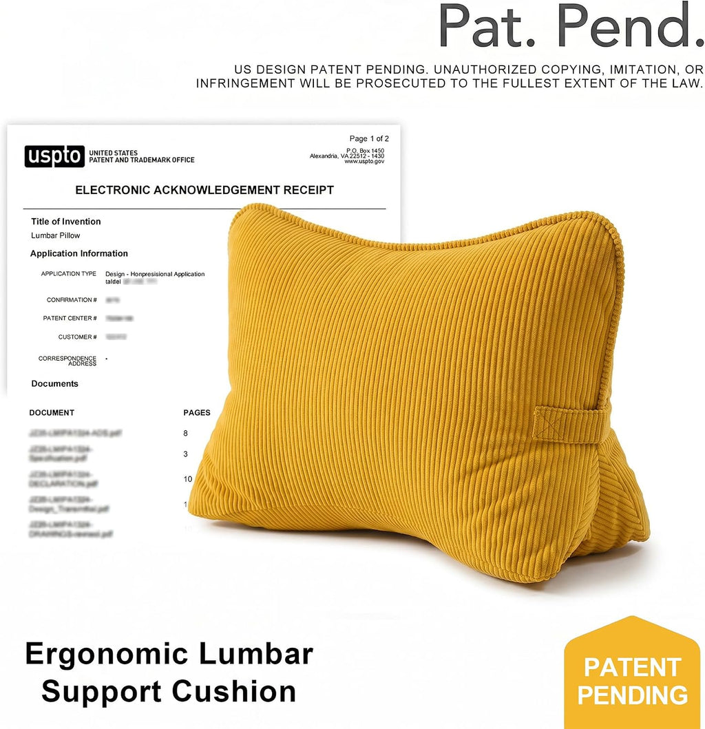 Ailuteie Pat. Pend. Corduroy Reading Back Pillow with Lumbar Support, Triangle Backrest Cushion for Bed Sitting & Relaxing, Support Pillow…