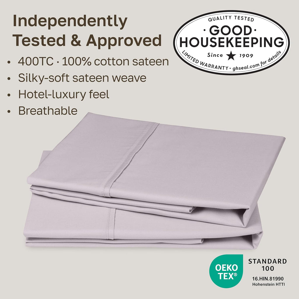 CaliforniaDesignDen California Design Den King Size Pillowcase Set - 400 Thread Count, 100% Cotton Sateen, Set of 2 Pillow Covers, Soft and…