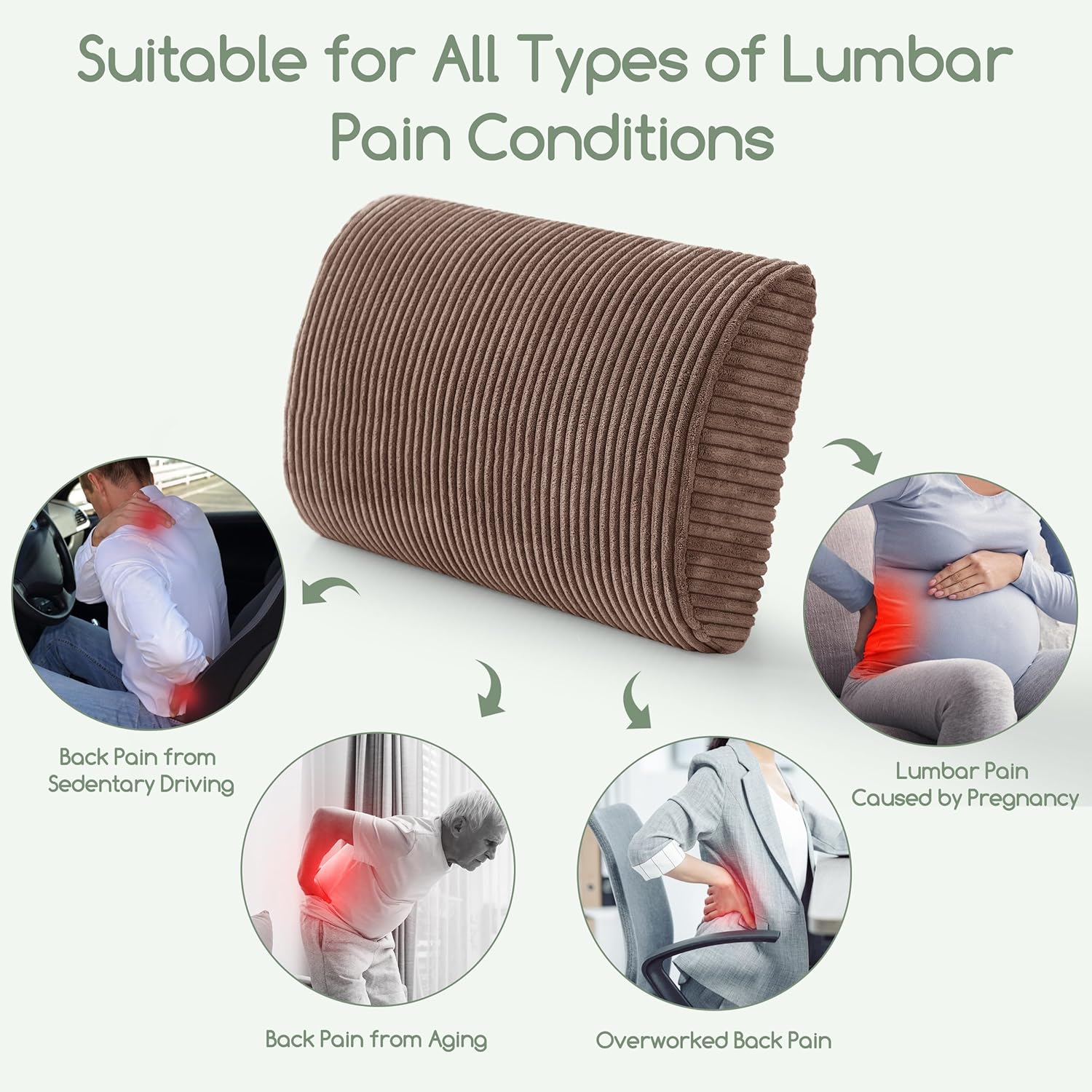 Higogogo Lumbar Support Pillow for Recliner Chair/Accent Chair/Couch, Extra Large Memory Foam Back Support Cushion for Elderly, Recliner Cu…
