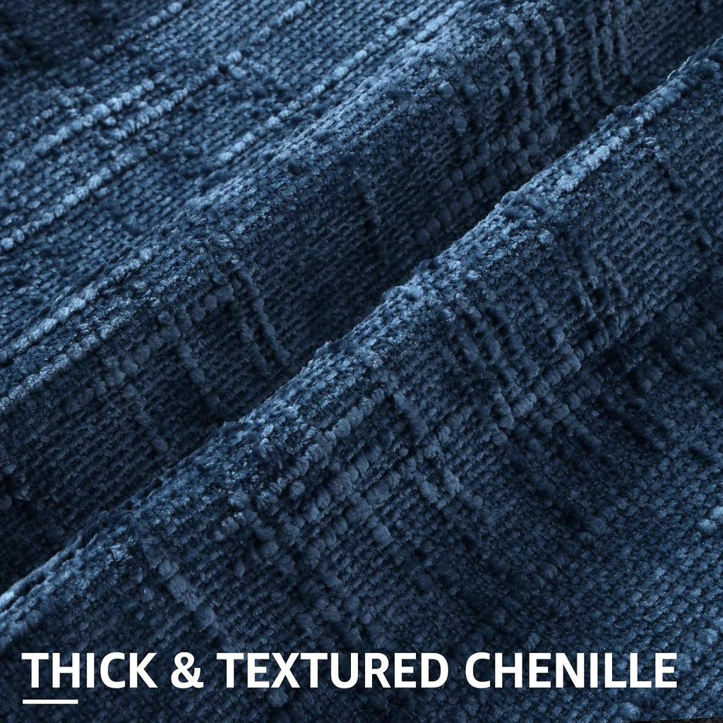 decorUhome Navy Blue Chenille Euro Sham Throw Pillow Covers 26x26 Set of 2 Textured Soft Cozy Slubby Couch Pillow Covers Modern Farmhouse B…