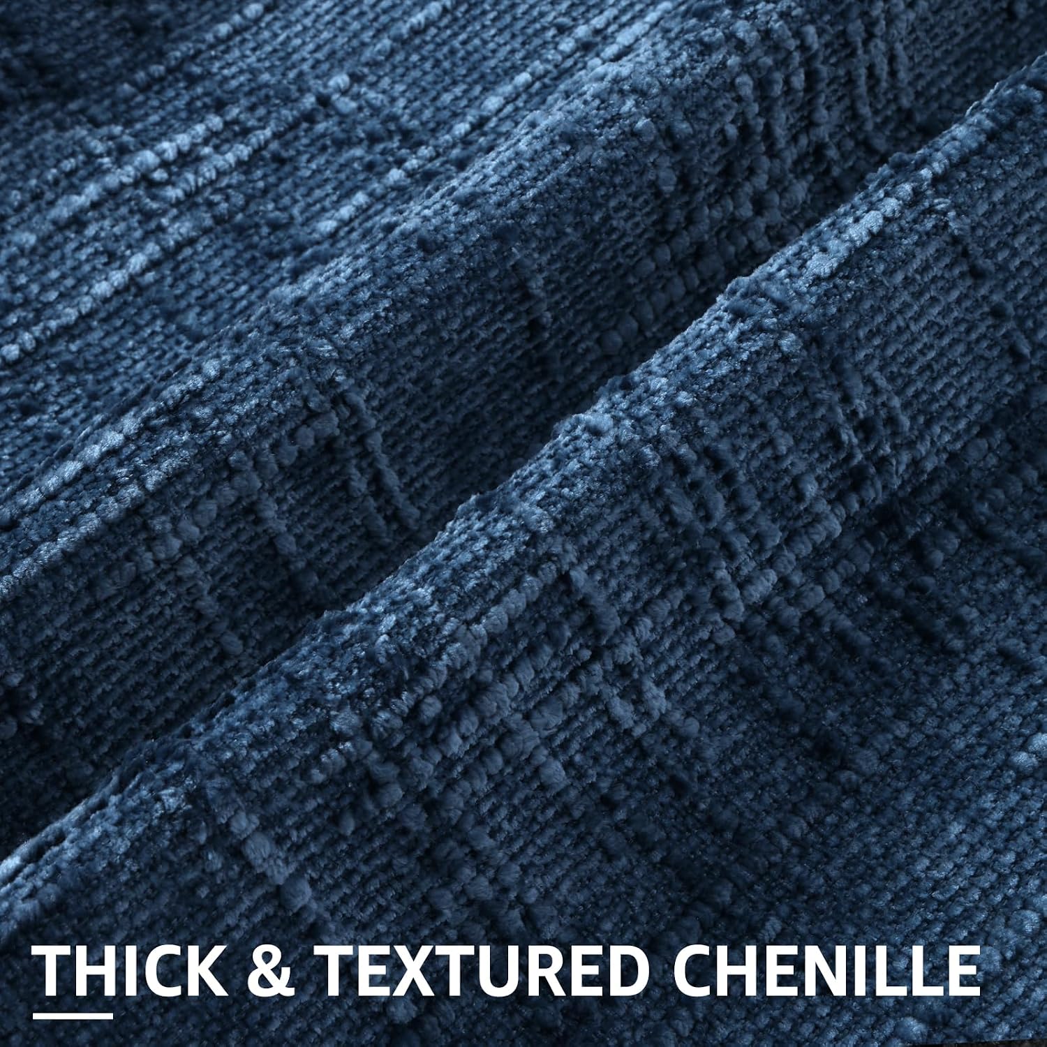 decorUhome Navy Blue Chenille Euro Sham Throw Pillow Covers 26x26 Set of 2 Textured Soft Cozy Slubby Couch Pillow Covers Modern Farmhouse B…