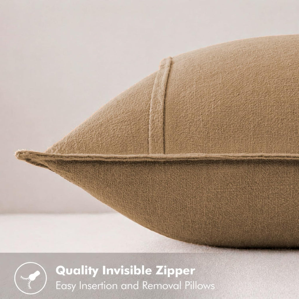 Symplora Cotton Linen Throw Pillow Covers Set of 2, Breathable Non Pilling Decorative Pillow Covers, Machine Washable Cushion Case for…