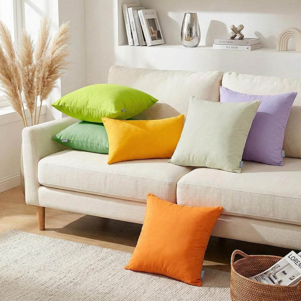 Thmyo 4-Pack 100% Cotton Comfortable Solid Decorative Throw Pillow Case Square Cushion Cover Pillowcase Sublimation Blank Pillow Covers DIY…