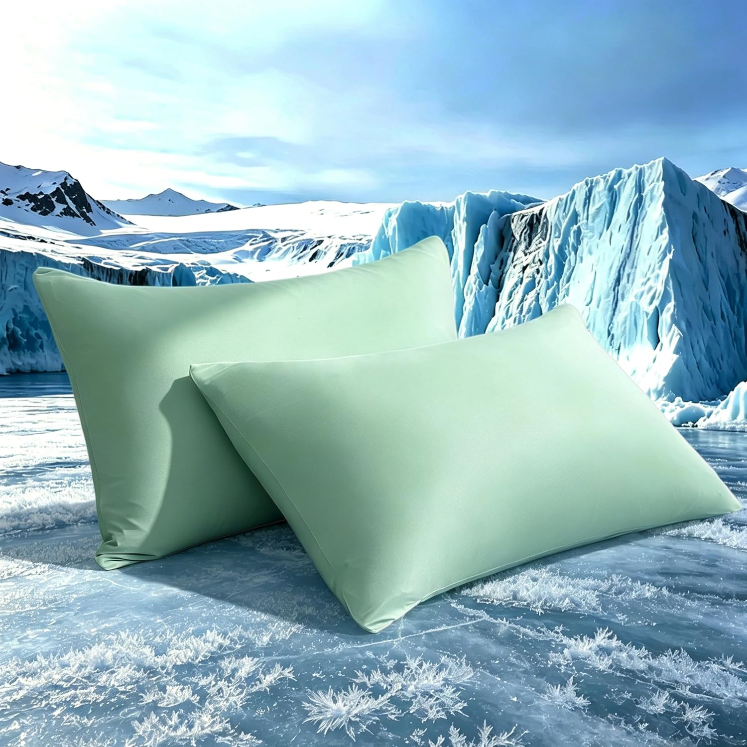 TELUS Cooling Pillowcases King Size 2-Pack, Silky Soft Breathable Pillow Case with Envelope Close, Stay Cool Pillow Cover for Hot…