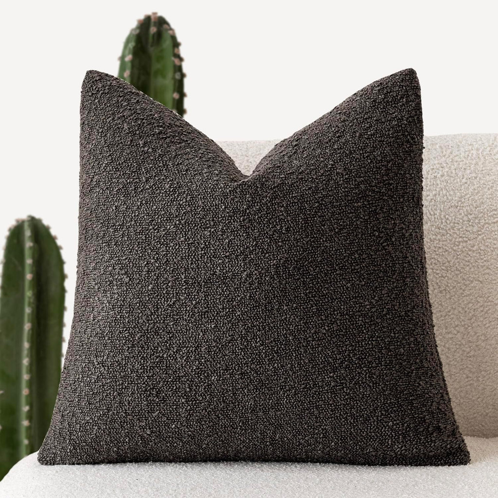 Foindtower Decorative Textured Boucle Throw Pillow Covers Accent Solid Pillow Cases Neutral Soft Cozy Couch Cushion Case for Chair Sofa…
