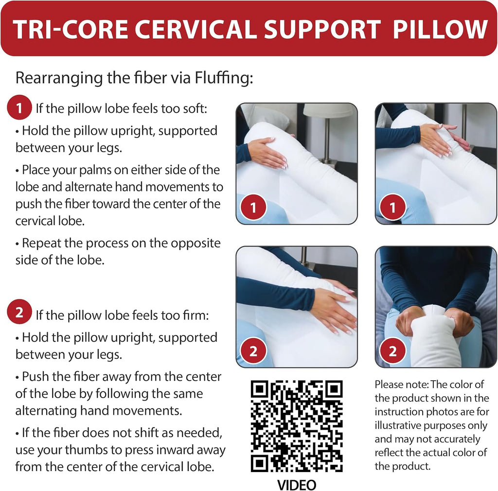 CoreProducts Core Products Tri-Core Cervical Support Pillow – Gentle (Medium Firmness) Orthopedic Neck Pillow for, Back and Side Sleepers…