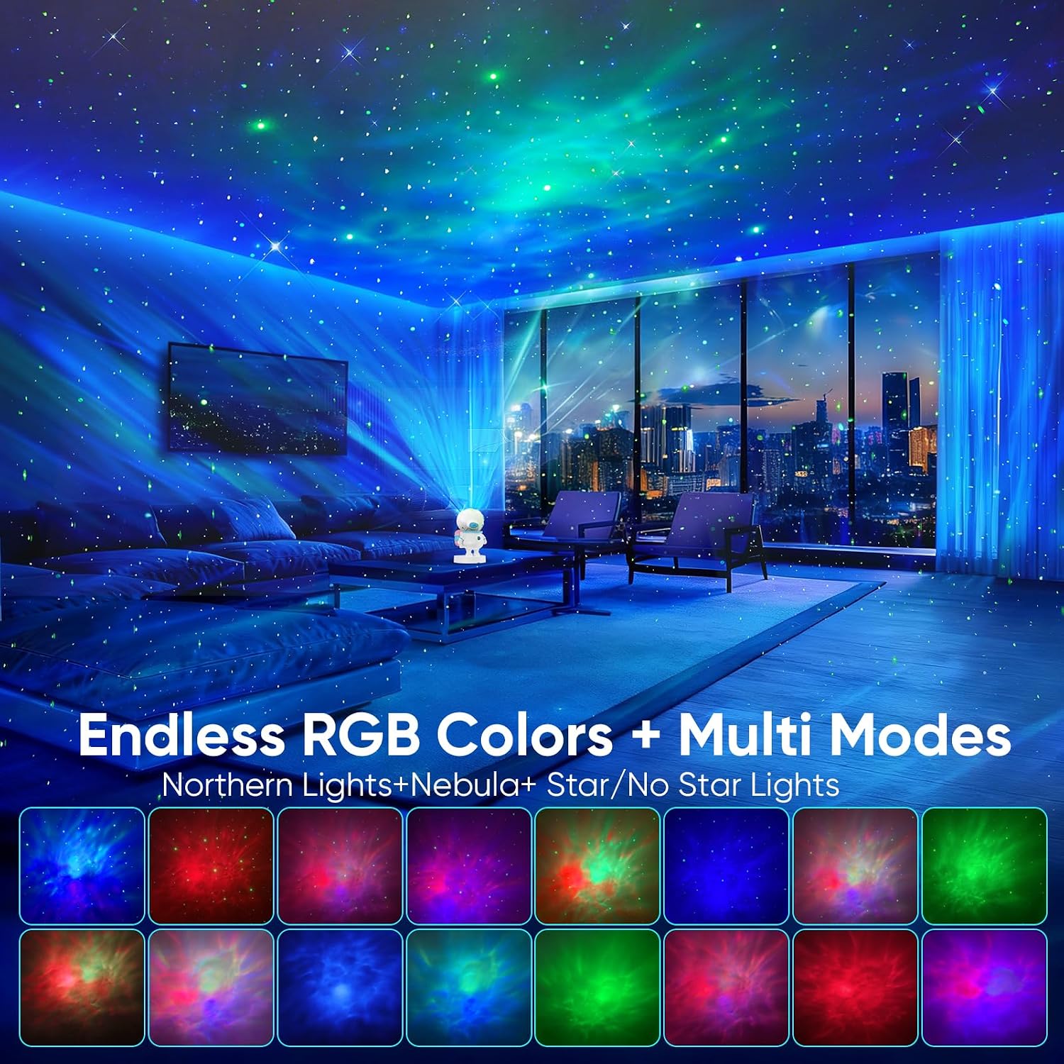 Star Projector Galaxy Night Light Projector, Astronaut Space Projector Starry Nebula Ceiling LED Lamp Light Projector Show for Party…