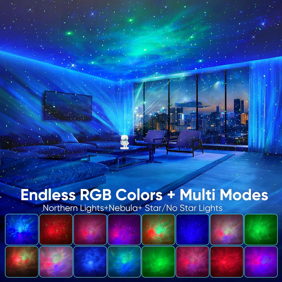 Ousahzu Astronaut Galaxy Star Projector Light, Aurora LED Night Light Lamp for Bedroom, Adults Kids Room Decor, Space Starry Nebula Ceiling…