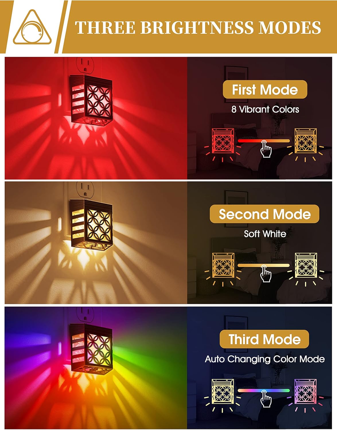DORESshop Night Lights Plug Into Wall [4 Pack], LED Night Light with 8 Color RGB, Plug in Night Light, Dusk-to-Dawn, Home Décor…