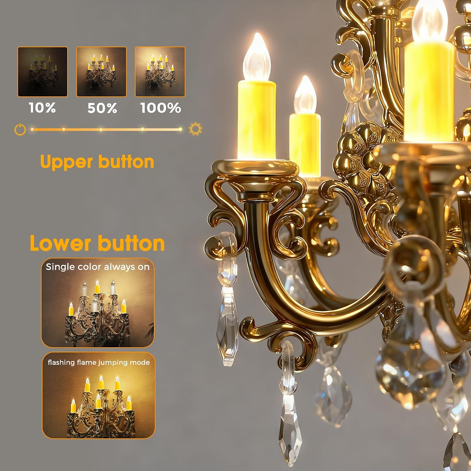 L LOHAS LED Night Lights Plug into Wall, Crystal Chandelier Candle Nightlight with Dusk to Dawn Sensor, Brightness Adjustable,3000K Soft…
