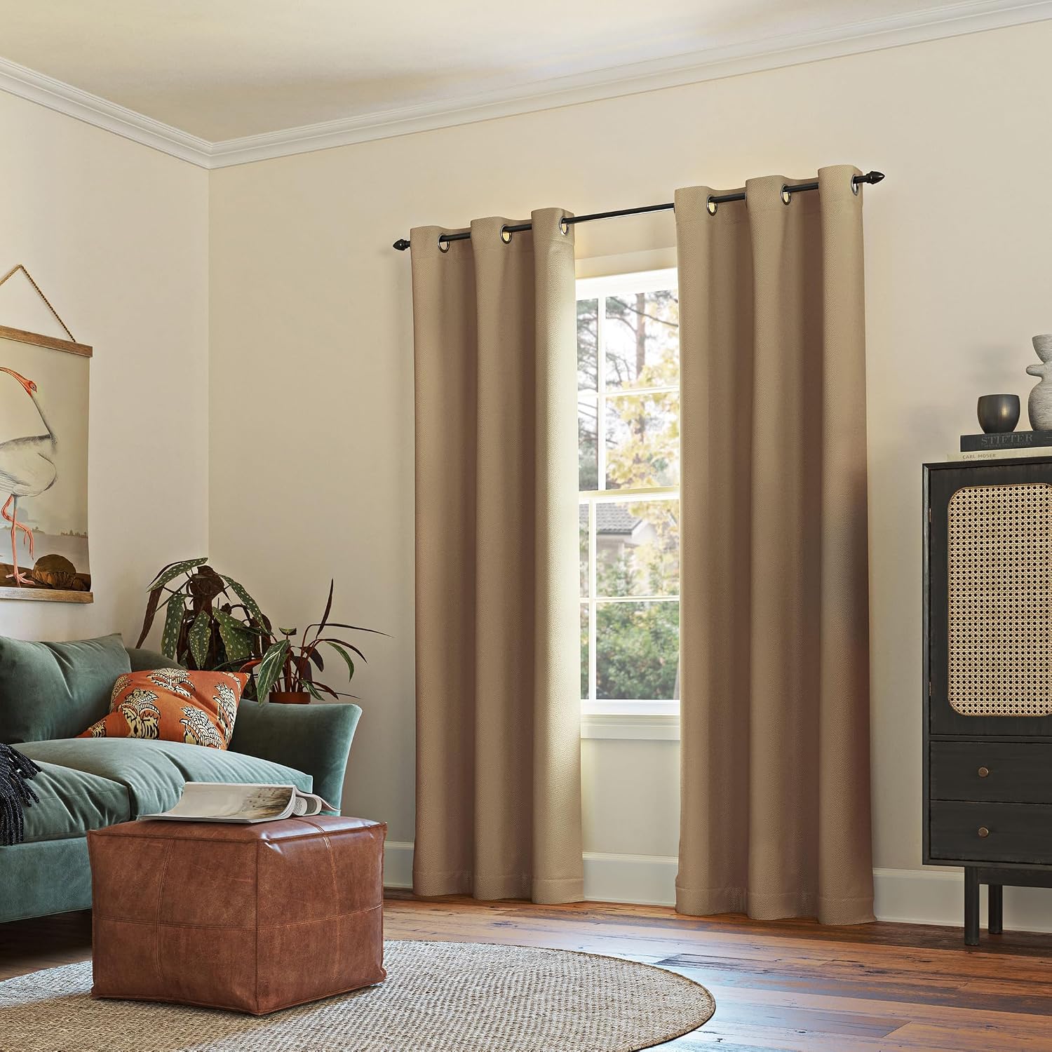 Sun Zero Easton Energy Saving Blackout Grommet Curtain Panel, 40" x 54", Taupe