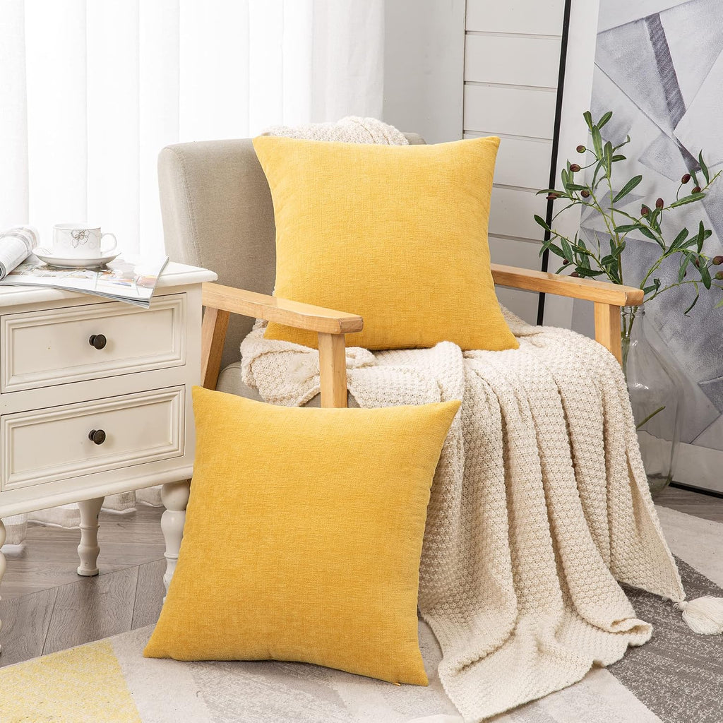Gawamay Decorative Chenille Throw Pillow Covers 26x26 Inch Pack of 2, Soft Square Couch Pillow Cover for Sofa Cushion Living Room Bedroom S…