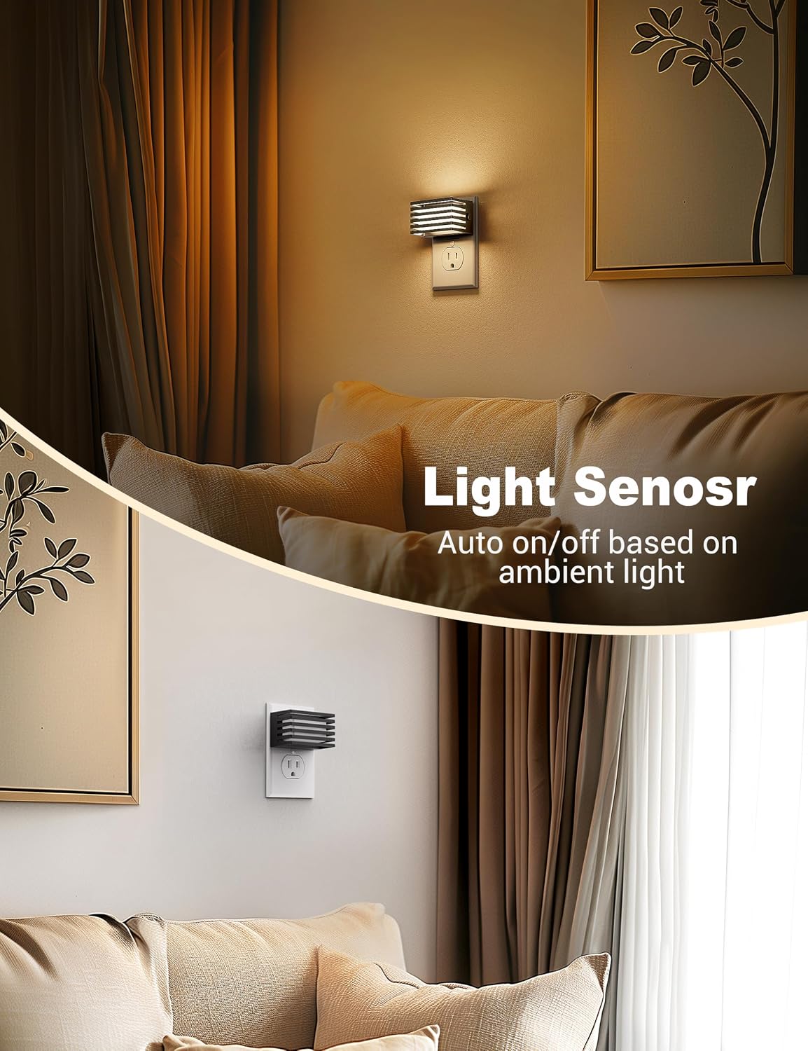 JandCase LED Night Light, [4 Pack] Night Lights Plug into Wall with Dusk to Dawn Sensor, Dimmable Plug in Night Light, Adjustable…