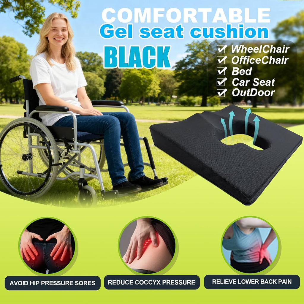 FoKon Gel Wheelchair Seat Cushion, Bed Sore Cushions for Butt, Gel Cushion for Pressure Relief, Donut Pillow for Tailbone, Coccyx, hemorrhoid P…