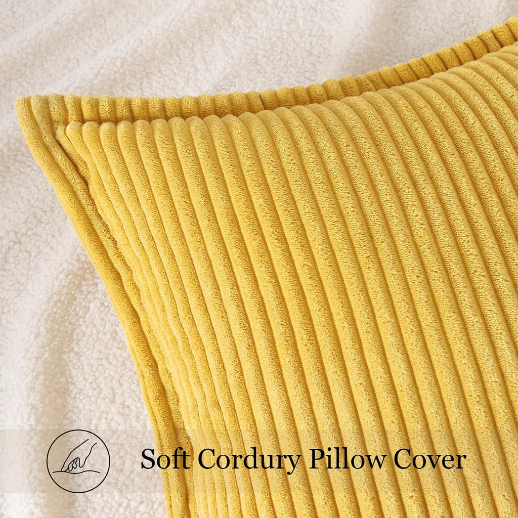 Mecatny Corduroy Summer Throw Pillow Covers 22x22 Set of 2, Neutral Decorative Soft Boho Couch Pillow Covers with Broadside for Sofa…