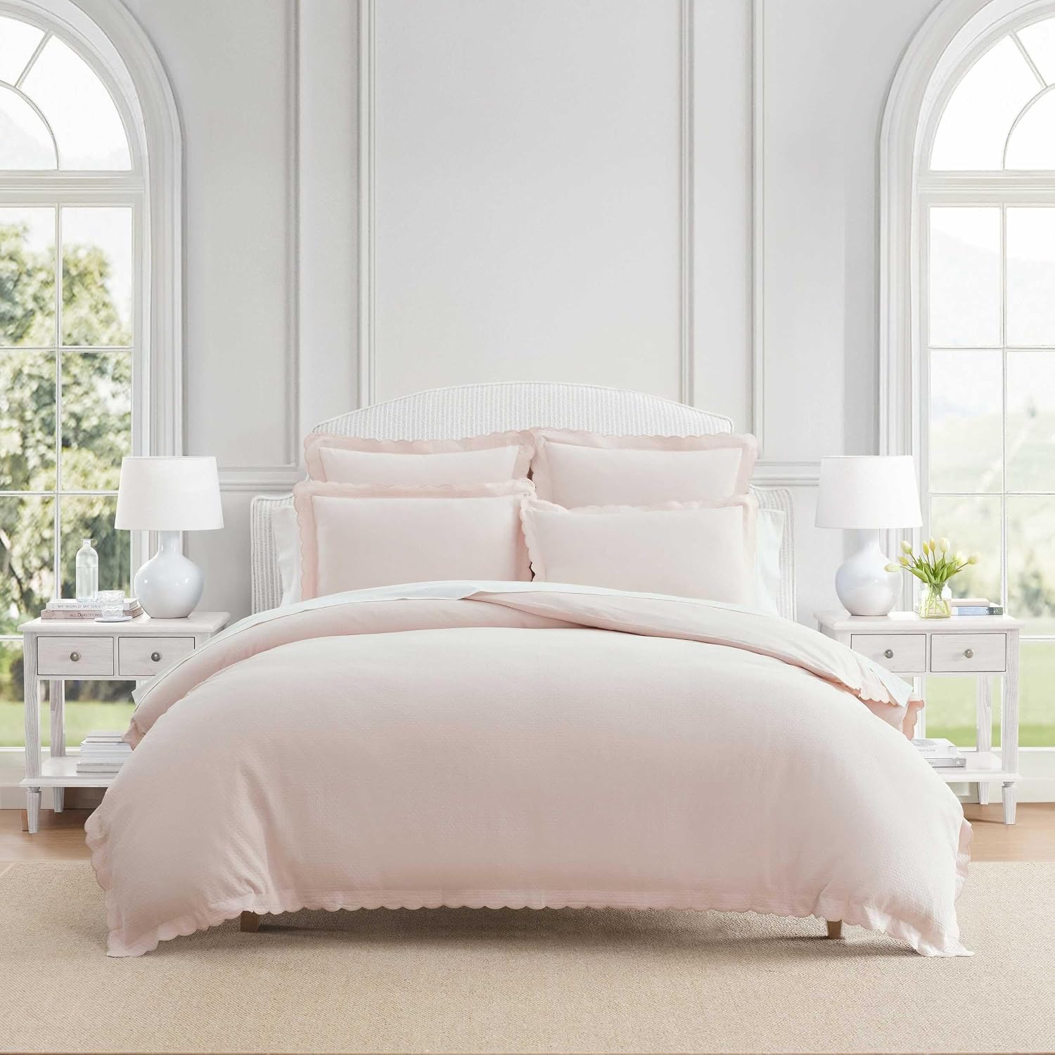 MarthaStewart Martha Stewart - Queen Duvet Cover Set, 100% Soft Cotton Blend Bedding, Corner Ties & Button Closure, 3 Piece Bed Set with Ma…