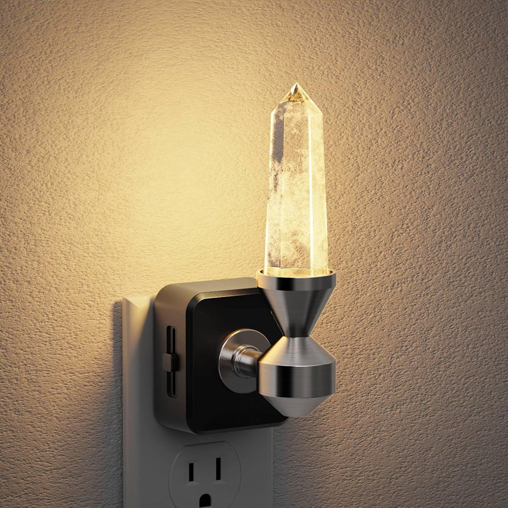 JandCase Healing Crystals LED Night Light Plug into Wall, Dimmable Night Lights witih Clear Quartz Tower, Dusk to Dawn Sensor Nightlights…