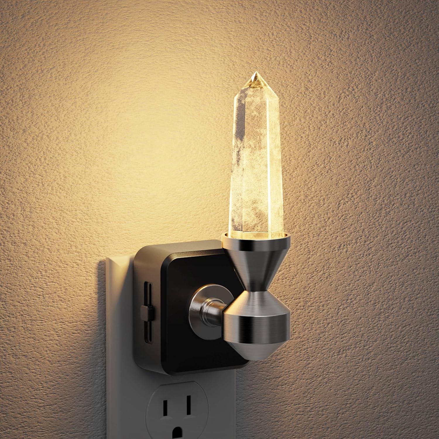 JandCase Healing Crystals LED Night Light Plug into Wall, Dimmable Night Lights witih Clear Quartz Tower, Dusk to Dawn Sensor Nightlights…