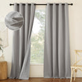 NICETOWN 100% Absolutely Blackout Faux Linen Curtains with Thermal Insulated White Liner, 52" W, 2 PCs, Light Grey, 90" Long Drapes Sweep…