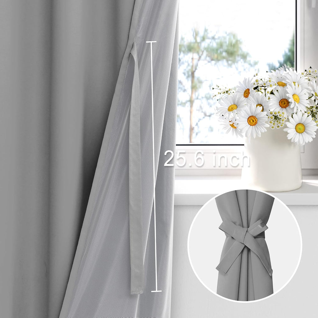 Xwzo Full Shading Blackout Curtains 72 Inches Length - Heat and Light Blocking Ring Top Window Drapes with Black Liner Backing for Bedroom…