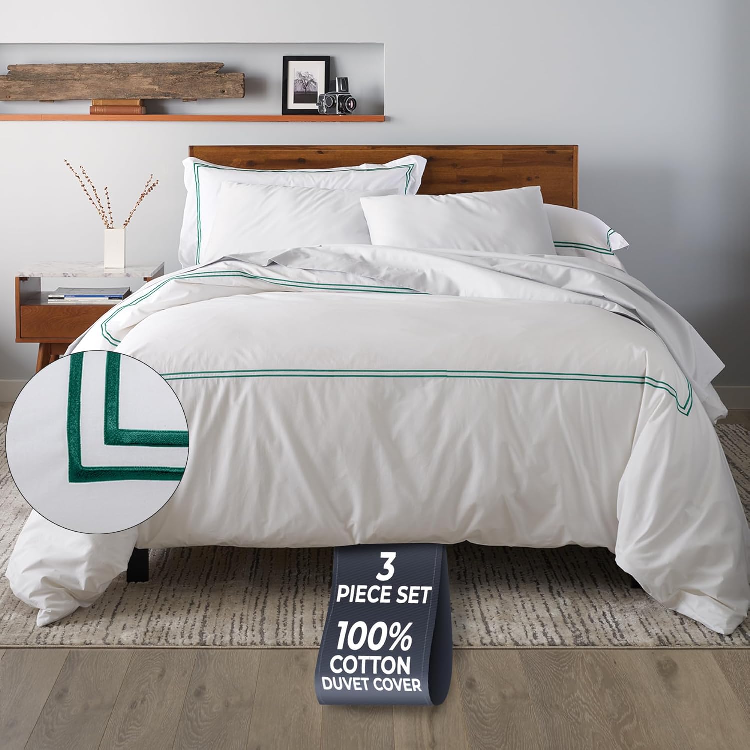 Ella Jayne Duvet Cover Queen Size (3 Pcs), 100% Cotton Percale, Full/Queen, Soft, Breathable & Lightweight, Including Duvet Cover (1…