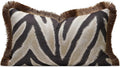 Aibuhome Luxury Zebra Lumbar Pillow Cover with Brown Tassel Trim, Zebra Pattern Jacquard Design Decorative Pillow Case for Sofa Bedroom Liv…