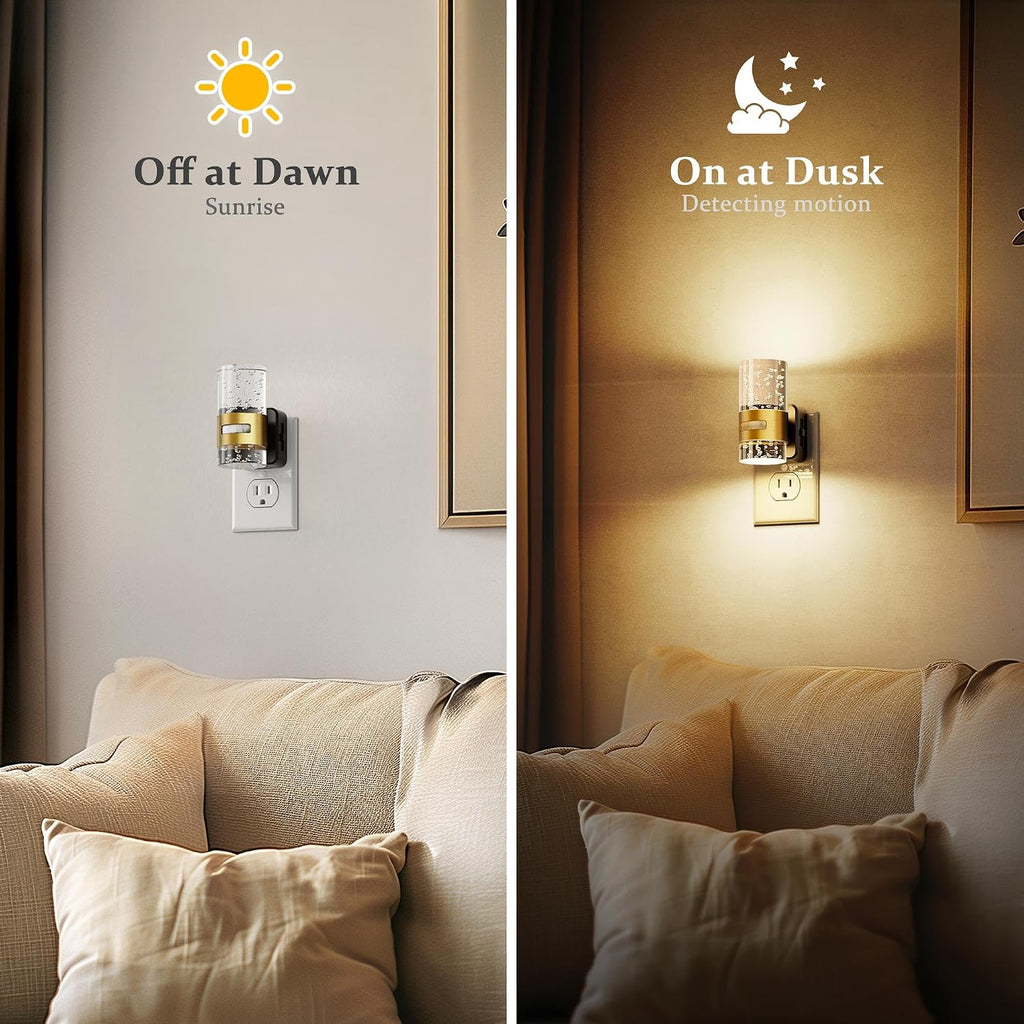 JandCase Motion Sensor Night Light, Night Lights Plug into Wall,2 Pack 3000K Soft White 0-100 LM Dimmable LED Night Light, Motion…
