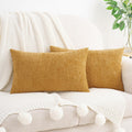 Hwy50 HWY 50 Gold Lumbar Pillow Covers 12x20 Inch Pack of 2, Soft Chenille Decorative Throw Pillow Covers Farmhouse for Couch Sofa Living R…