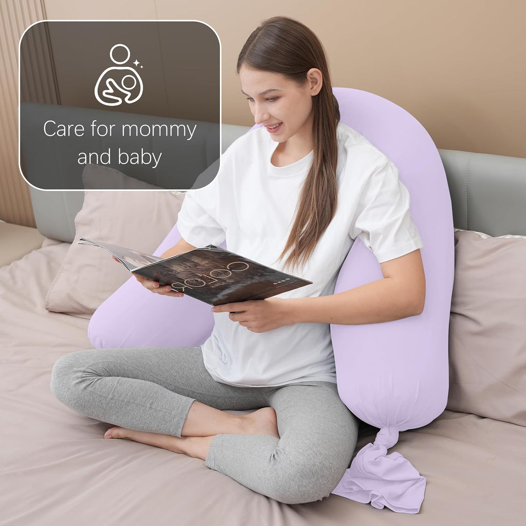 Moonpark MOON PARK Pregnancy Pillow - Incredibly Smooth and Soft Cooling Cover I Shaped Full Body Maternity Pillow with Removable Cover - S…
