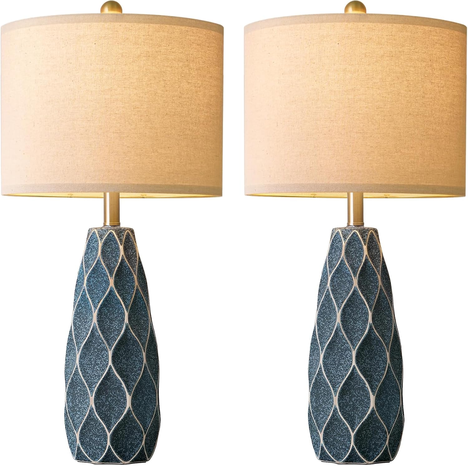 27.5" Ceramic Table Lamps for Living Room Bedroom Lamps Set of 2 Modern Boho Bedside Lamps Night Stands Farmhouse Vintage Large…